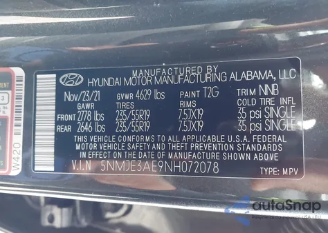 2022 Hyundai Tucson Limited z USA, uszkodzony, nr VIN 5NMJE3AE9NH072078